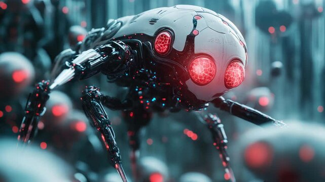 Microscopic view of futuristic nano robots operating within the human body for advanced medical treatment, illustrating nanotechnology, precision healthcare, and biotechnology innovation.