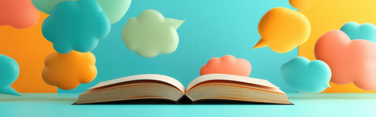Notebook with speech bubbles floating around it, debating its own content 