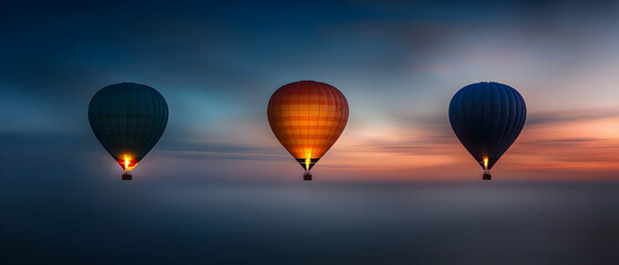 Obraz premium Sunrise Hot Air Balloons Above Clouds