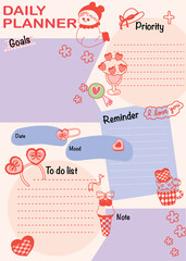 Obraz premium Cute Daily Planner Template, back to school, all about me, hand drawn and calligraphy 
