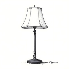 Obraz premium Classic Table Lamp Illustration in Black and White for Home Decor Blogs, Interior Design Websites, Lighting Ideas, and Art & Design Education