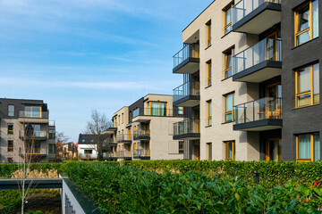 Fototapeta premium Beautiful modern residential building. House construction in Europe