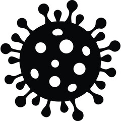 Simple black and white illustration of a virus, perfect for medical or science designs.