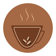 Abstract cup of coffee with coffee beans simple vector illustration in flat style