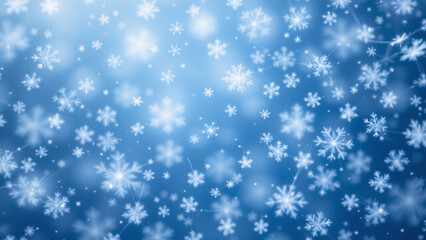 A cool toned blue, reminiscent of glacial ice, overlaid with a delicate network of six pointed snowflakes. The snowflakes are blurred and ethereal, suggesting motion.