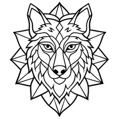 Fototapeta premium Wild animal head vector art, a tribal wolf tattoo mascot symbol