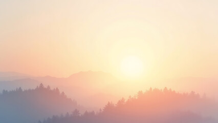 Fototapeta premium Dreamy Pastel Sunrise over Misty Mountains with Soft Light