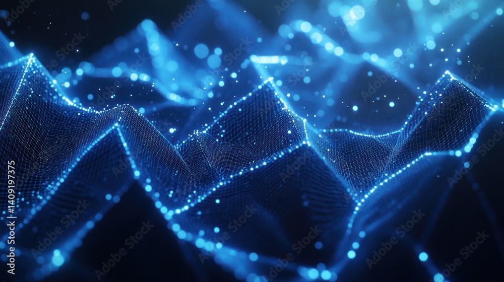 Poster luminous data wave: abstract representation of digital connectivity and information flow
