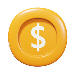 Golden money coin icon with dollar sign in center