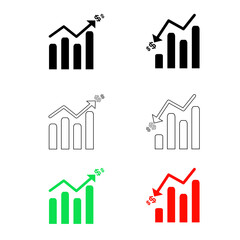 Graph bar up and down, black and white and color