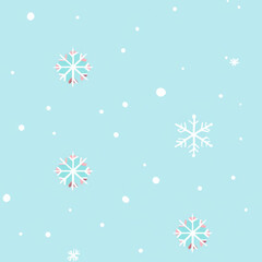 Soft blue background with delicate snowflakes and dots