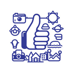 Thumbs up and down icon set for business and web design concepts