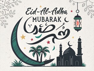 Obraz premium A beautiful and festive Eid Al-Adha greeting card design.