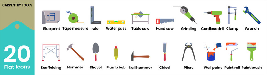 carpentry tools icon element for design