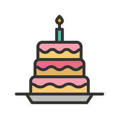 Cake III icon vector image. Suitable for mobile apps, web apps and print media.