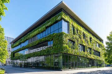 Obraz premium Modern Eco Infrastructure with Green Urban Architecture and Sustainable Design - Generative AI