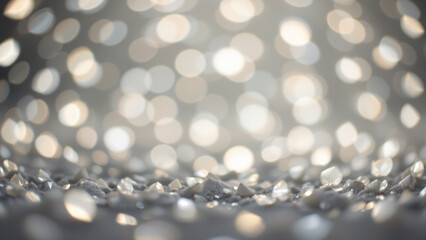 Fototapeta premium A wash of diffused, luminous points in a range of silver and white tones. The out of focus effect enhances the sense of depth and creates a soft, romantic atmosphere