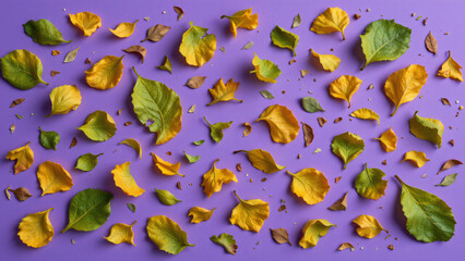 Scattered across the surface, fragmented leaves display a range of textural details, from curling edges to tiny perforations