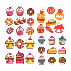Retro Hand Drawn Sweets & Cakes Collection.