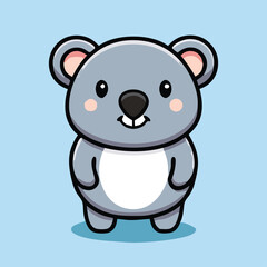 Obraz premium Adorable Cartoon Koala Bear Illustration On Light Blue Background Full Body