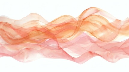Abstract Watercolor Waves in Shades of Coral, Peach and Rose
