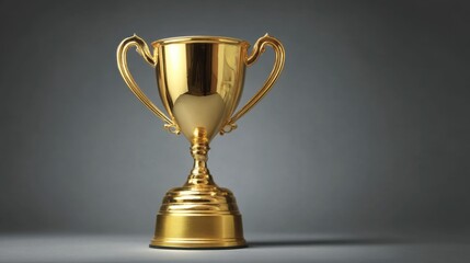 Elegant Golden Trophy Symbolizing Achievement and Success on Gray Background in Studio Shot with Copy Space