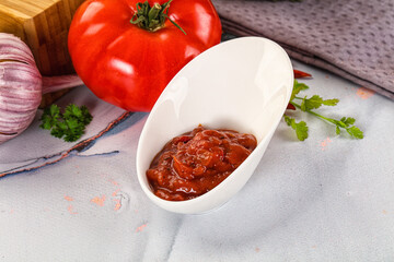 Salsa dip with chili and tomato