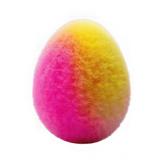 Obraz premium Colorful easter egg pink and yellow isolated on black background