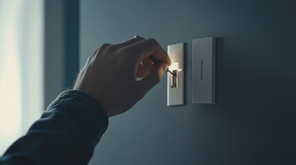 Naklejka premium Electrician installing a light switch in a home office. Featuring precision and technical skill