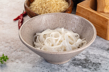 Boiled asian rice pho noodles