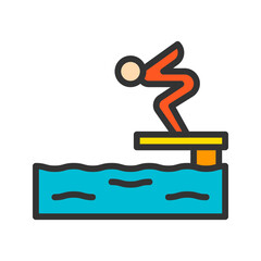 Jumping in Water icon vector image. Suitable for mobile apps, web apps and print media.