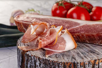 Dry parma pork meat piece