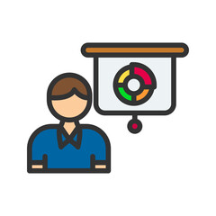 Presentation icon vector image. Suitable for mobile apps, web apps and print media.