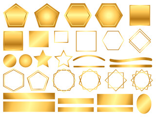 金色の装飾枠や素材のイラストセット