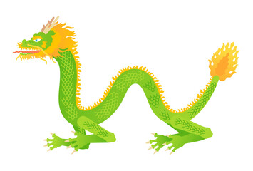 緑色の龍の全身イラスト