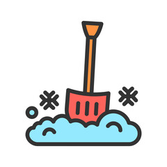 Snow Shovel icon vector image. Suitable for mobile apps, web apps and print media.