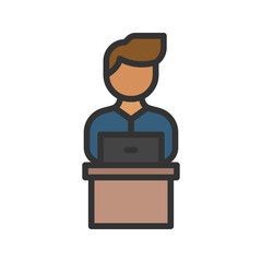 Studying on Desk II icon vector image. Suitable for mobile apps, web apps and print media.