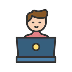 Studying on Laptop icon vector image. Suitable for mobile apps, web apps and print media.