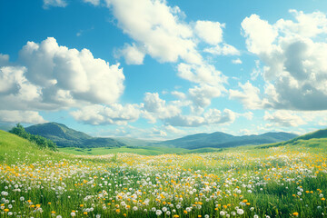 
Dandelion field in summer day
