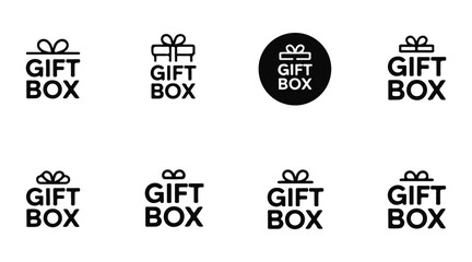 Fototapeta premium Gift box silhouette vector set