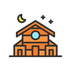 Wood Cabin icon vector image. Suitable for mobile apps, web apps and print media.