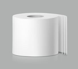 Paper roll mockup. Vector illustration isolated on grey background. Front view. Can be use for template your design, presentation, promo, ad. EPS10.