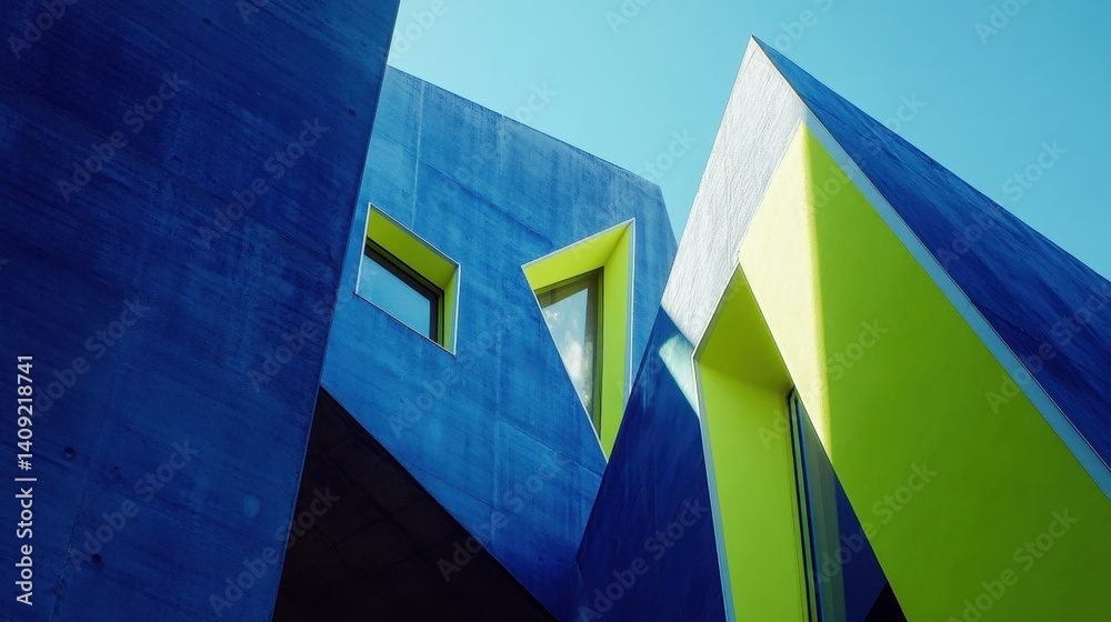 Poster geometric harmony: abstract architectural structures interplaying with light and shadow, creating a 