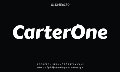 Carter One vector font alphabet with numbers