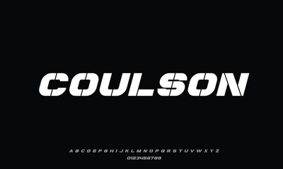 Coulson Italic vector font alphabet with numbers