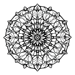 Circular pattern in the form of a mandala. Henna tatoo mandala. Mehndi style. Decorative pattern in oriental style. Coloring book page.