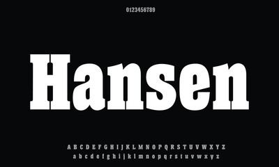 Hansen vector font alphabet with numbers