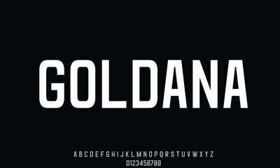 Goldana Base vector font alphabet with numbers