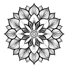 Circular pattern in the form of a mandala. Henna tatoo mandala. Mehndi style. Decorative pattern in oriental style. Coloring book page.