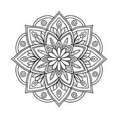 Circular pattern in the form of a mandala. Henna tatoo mandala. Mehndi style. Decorative pattern in oriental style. Coloring book page.